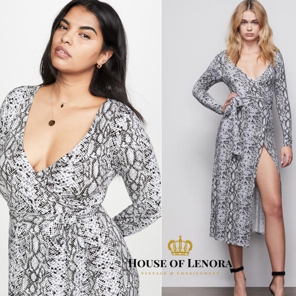 NWT GOOD AMERICAN Snake Print Wrap Dress C0191 & C0192 - Picture 4 of 15